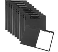 ASelected 10 Pack Nursing Clipboard Foldable, 12.6 x 9.25 x 0.47 Inch Clipboard Binder with Heavy Duty Metal Clip, Black PP Plastic Clipboard Folio for Office School Hospital Medical Records