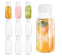ASelected 10 Pack Plastic Bottles with Lids, Empty 200ml Bottles Clear Plastic Reusable Milk bottle for Juice Smoothie Beverages and Other Beverages