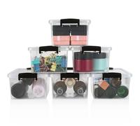 ASelected 10 Pack Plastic Storage Box Stackable,Small Clear Storage Box,Plastic Boxes with Lid and Handle,stackable storage boxes for Kitchen Closet Bedroom Bathroom Office Supplies Toy,18x13x8 cm