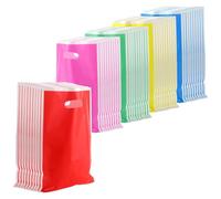 ASelected 100 PCS Colorful Party Bag, 16x25cm Plastic Small Party Bags 5 Colors, Sweet Bags for Party,Gift Goodies Bags,Goodie Favor Bags with Handle for Birthday