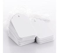 ASelected 1000 Pcs White Price Tags with String, 28x45mm Writable Price Labels Paper Blank Strung Price Tags, Kraft Hang Price Tag for Clothing, Jewelry, Gifts Display Price