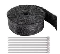 ASelected 10M Car Exhaust Wrap, Thermal Insulation Tape, Titanium Car Heat Wrap Roll Kit with 10 Stainless Steel Ties, for Motorcycle Car Exhaust Pipes (Black)