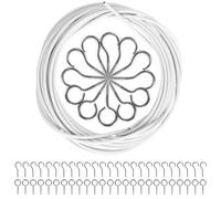 ASelected 10M Wire kit with 25 Pcs Eye Bolts, 25pcs Screw-in Garden Wires Kit Hooks, Multipurpose Wire, Curtain Wires Cable for Net Curtains Rod, Durable Wire Set for Window Net Curtain