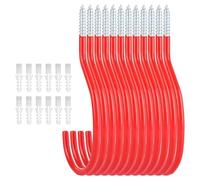 ASelected 12 Pcs Bike Hook 6 in Heavy Duty Bike Hooks Wall Mount Screw Ceiling Hook for Garage Red Bicycle Storage Hooks