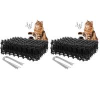 ASelected 12PCS Cat Scat Mat With Spikes,15x20 cm Anti Cat Spikes with Pegs,Cat Repellent Mat With Spikes Anti Cat Dog Deterrent,Flat Prickle Strip Dig Stopper,Pet Deterrent Mats for Garden,Fence,Home