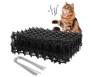 ASelected 12PCS Cat Scat Mat With Spikes,15x20 cm Anti Cat Spikes with Pegs,Cat Repellent Mat With Spikes Anti Cat Dog Deterrent,Flat Prickle Strip Dig Stopper,Pet Deterrent Mats for Garden,Fence,Home