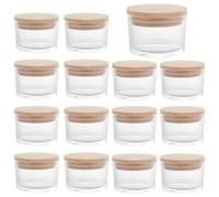 ASelected 15 Pcs 4 oz Clear Glass Candle Jars with Lid, High Transparence Empty Candle Jars, Bamboo Lid Glass jars for Candles Making Candles Spice Powder Storage