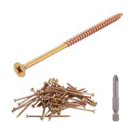 ASelected 150Pcs Wood Screws, M5 x 100mm Screws for Wood, Gold Timber Screw Long Screw for Chipboard, Home Diy Constructing Repair