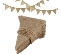 ASelected 15M Hessian Bunting,48 PCS Linen Bunting Flags,15m Linen Bunting Flags,Rustic Triangle Flag,Burlap Bunting,Fabric Bunting for Garden Wedding Party Decorations, Outdoor Bunting Decorations