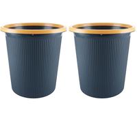 ASelected 16L Plastic Waste Paper Basket, Blue Round Small Trash Can Wastebasket Garbage Paper Bin For Kitchen Home, Bedroom, Bathroom, Cabinet, Office, Camping and Outdoor (Pack of 2)