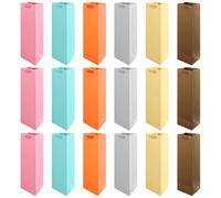 ASelected 18 Pack Colorful Wine Gift Bags,Bottle Wine Bag with Handles Bulk,Premium Paper Gift Bag Assorted Design,Reusable Single Wine Carry Bag for Wedding Birthday Housewarming Party Anniversary