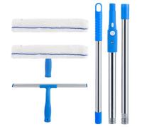 ASelected 2 in 1 window cleaner set Window cleaner with telescopic handle (130 CM) Window cleaner wiper for glass window cleaning, shower and glass door cleaning