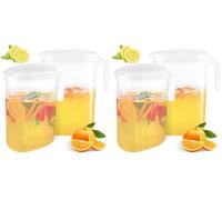 ASelected 2 L Water Jug Space Saving, 20 x 17 x 7 cm Fridge Water Jugs with Lid, Clear Drink Pitcher with Handle, BPA-Free Fridge Water Pitcher for Tea, Boiled Water, Fruit Tea, Juice, Beer, Milk