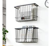ASelected 2 Pack Kitchen Cabinet Door Storage Box, Self-Adhesive Wall Mounted Metal Storage Boxes, Kitchen Wrap Organizer Container for Cabinet/Bathroom/Fridge Small Items Organiser