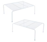 ASelected 2 Pack Kitchen Cupboard Organiser, 33x23x13cm Metal Wire Cupboard Shelf Organiser, White Home Storage Shelf Wire Rack Kitchen Cupboards Storage Solutions