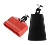 ASelected 2 PCS Cow Bell and Jam Block Set, Percussion Instruments iron Cowbell and Plastic Block for Drum Set, Live Band, Music Classroom
