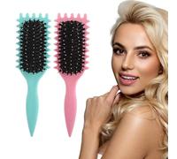 ASelected 2 PCS Curly Hair Brush,Curl Defining,Bristle Hair Brush Styling Brush for Women Girls,Define Styling Brush for Detangling, Shaping and Defining Curls,Styling Hairbrush