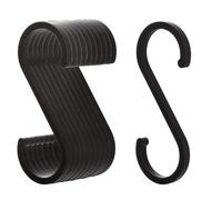 ASelected 20 PCS S-Shaped Hooks Black Hooks Wardrobe Aluminum Hooks for Hanging pots and Pans Coffee Cups Clothes Plants