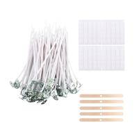ASelected 200Pcs Candle Wicks for Making Candles, 10cm Candle Wick Set, 5pcs Wick Holders & 200pcs Glue Dots for Candle Making, DIY Candle Crafts