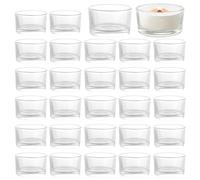 ASelected 24 Pack Tea Light Candle Holders, (Ø5.2 X H3.2cm) Glass Tealight Holders Clear Candle Holder for Wedding, Home Table Decoration, Anniversary, Festival
