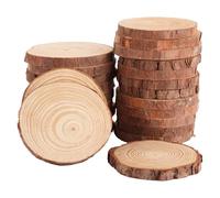 ASelected 24 Pack Wooden Discs Tree Shaped Discs, Wood Disc, Undrilled Tree Shaped Discs, Diameter 9-10 cm Thickness 10 mm, Wooden Disc Decorations for Weddings, DIY Crafts, Christmas Decorations
