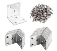 ASELECTED 25 Pieces Angle Connector 40 X 40 X 40 MM Stainless Steel Angle L Angle Metal With Screw For Wood Furniture Wall Table Chair