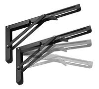 ASelected 2PCS Folding Shelf Brackets 12inch/30cm, Wall Mounted Collapsible Shelf Bracket Heavy Duty Metal Foldable L Brackets - Max Load 50Kg