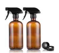 ASelected 2Pcs Glass Spray Bottles, 500ml Spray Bottles Empty Amber Glass Misting Sprayers for Cleaning, Adjustable Trigger Sprayer for Hair, Essential Oils and Gardening