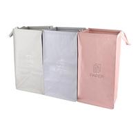ASelected 3 Packs Recycling Bags, Pink,Green,Gray With Handle, Velcro Separate Sorting Organizer Woven Waste Bins Bag Waterproof for Kitchen Home Office Heavy Duty Reusable Storage,Easy Clean
