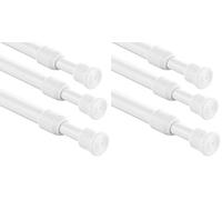 ASelected 3 Pcs Spring Loaded Tension Rod 55-90CM Shower Curtain Pole White Shower Curtain Rod for Windows, Bookshelf,Wardrobe Bars, Drying Support Rods (Pack of 2)