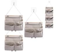 ASelected 3 PCS Wall Organiser Hanging Hanging Organiser with 3 Hooks Foldable Organiser Hanging Storage with 3 Compartments for Home Office Dormitory Bathroom