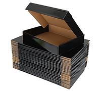 ASelected 30 Pack Shipping Boxes, Corrugated Cardboard Mailing Box, 280x203x50mm Gift Boxes for Packaging, for Posting Mailing Small Business, Black