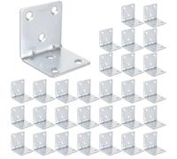 ASelected 30 Pcs Corner Bracket Stainless Steel Right Angle Corner Brace Small L Shape Corner Bracket - 40mm X 40mm X 40mm Metal Furniture Fastener Corner Brace Joint Corner Connector (Sliver)