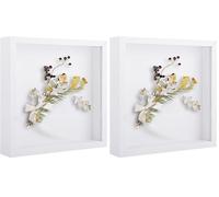 ASelected 3D Shadow Box Frame, White 8x8 inch Picture Frame 1.2 Inch Deep Box Frames Wooden Display Box for Crafts, Photos, Artworks, Bouquet, Memory Tickets (Pack of 2)
