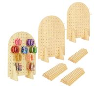 ASelected 3PCS Wooden Pegboard Display Stands 15.7x11.6in Pine with 75 Pegs
