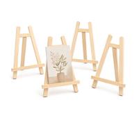 ASelected 4 Pcs 20 x 28 cm Easel Stand Set, Foldable Pine Wooden Display Stands with Rounded Cat Ear Tops for Photos Cards Artwork Small Canvases and Signs