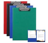 ASelected 4 PCS A4 Clipboard Foldover, A4 Clipboard Folder with Heavy Duty Clip, A4 Clip Board with Cover Black Clipboards for Nurses, Business, Office, School - Red, Blue, Green, Black