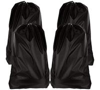 ASelected 4 Pcs Extra Large Laundry Bags, Foldable Storage Bag with Drawstring Closure, Nylon Washing Bag Fabric Bag for Bathroom, Bedroom or Dormitory and Travel, 61x91cm (Black)