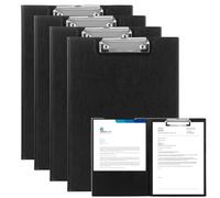 ASelected 4Pack A4 Clipboard Foldover, Black A4 Clipboard Folder with Heavy Duty Clip, Plastic Clip Board with Cover Black Clipboards for Nurses, Business, Office, School