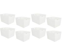 ASelected 4Pcs Plastic Storage Boxes With Handle White Box 26X19X15Cm Cupboard Storage Boxes Plastic Storage Basket Kitchen Cupboard Home And Office,White, Large (Pack of 2)