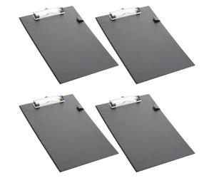 ASelected 4PCS Standard Clipboard,A4 Plastic Clip Board Folder,Clipboard with Pen Loop and Retractable Hanging,Clipboards with Low Profile Metal Clip for Office School Supplies,Black
