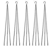 ASelected 5 Pack Hanging Basket Chains 3 Point 20 Inch (52cm) Heavy Duty Black Metal Chain Hangers with 3 Clip Hook for Hanging Plants Flowers Baskets