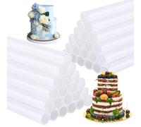 ASelected 50PCS Cake Dowels, 24cm/9in Plastic Cake Dowels for Tiered Cakes, White Cake Support Rods Cake Dowel Rods for Tiered Cake Construction and Stacking Supporting - 1.2cm Diameter