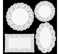 ASelected 560PCS Paper Doilies, Multi-size Doilies Lace Paper, White Doilies Disposable for Cakes Crafts Party Weddings Tableware Dec(Rectangular, Oval, Round)
