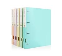 ASelected 5Pcs A4 Binder 90Mm Paperboard File A4 Pastel Ring Binders D-Ring 240 Sheet Capacity File Organiser for Home Office (Blue Green Beige Purple Pink)