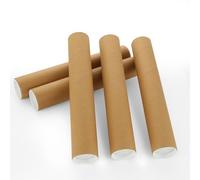 ASelected 5Pcs Postal Tubes Heavy Duty Brown Postal Tubes 310X55Mm With Plastic End Caps For Protecting Prints Charts Paper Maps Artworks