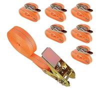 Aselected 6 Sets Of Heavy Duty Ratchet Straps, 2.5Cm X 5M Cam Buckle Tie Down Ratchet Straps, Adjustable Car Tensioning Straps, Suitable for Motorcycles, Cargo, TrucksVisit