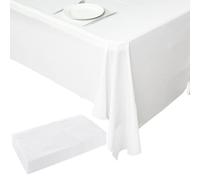 ASelected 6Pack White Paper Table Covers,137x247cm Paper Tablecloth Plastic Rectangular Tablecloths for Picnic, Halloween, Christmas, Baby Shower, Graduation, Wedding, Birthday Party