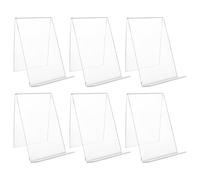 ASelected 6Pcs Clear Acrylic Book Stand, 10 x 10.5 x 13cm Book Display Stand, Transparent Book Holder for Displaying Notebooks, Picture Albums, Menu, Magazine