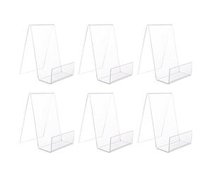 ASelected 6Pcs Clear Acrylic Book Stand - Transparent Book Display Stand for Displaying Notebooks, Picture Albums, Menu, Magazine